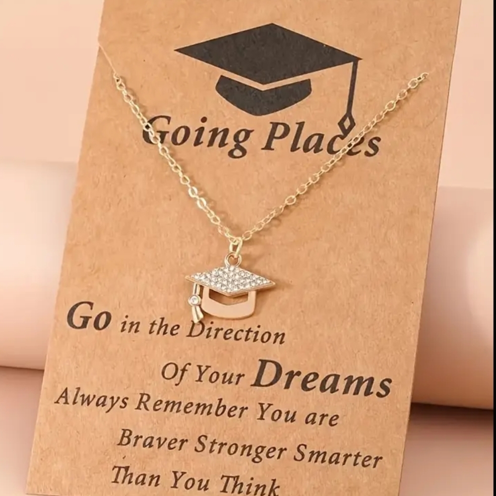 Gold Graduation Cap Necklace